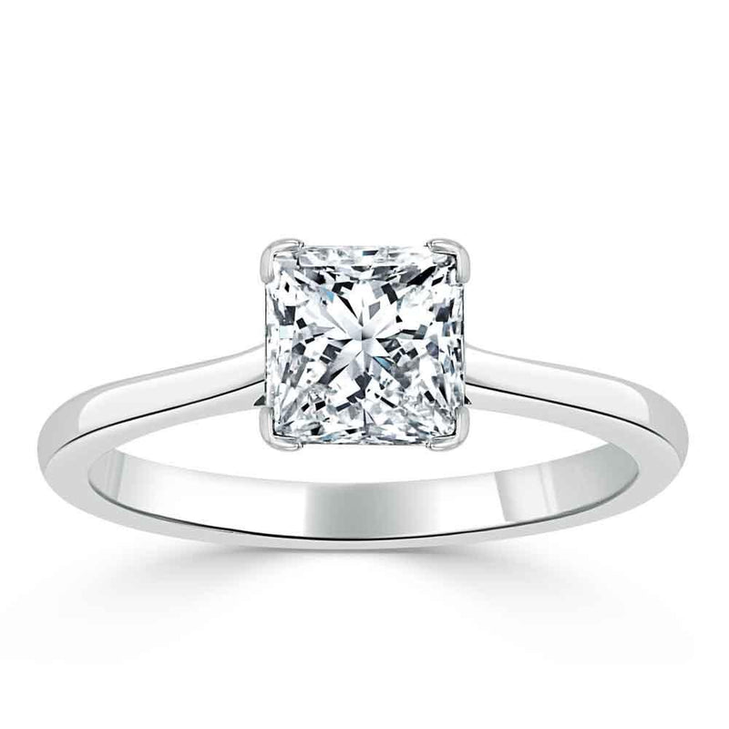 1.00ct  Princess Cut Moissanite Engagement Ring, Classic Style,  Available in White Gold, Platinum, Rose Gold or Yellow Gold