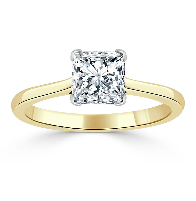 1.00ct  Princess Cut Moissanite Engagement Ring, Classic Style,  Available in White Gold, Platinum, Rose Gold or Yellow Gold