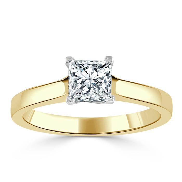 1.00ct  Princess Cut Moissanite Engagement Ring, Classic Style,  Available in White Gold, Platinum, Rose Gold or Yellow Gold