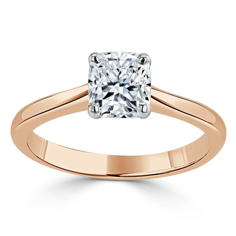 1.00ct  Cushion Cut Moissanite Engagement Ring, Classic Style,  Available in White Gold, Platinum, Rose Gold or Yellow Gold