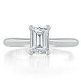 1.00ct  Emerald Cut Moissanite Engagement Ring, Tiffany Style,  Available in White Gold, Platinum, Rose Gold or Yellow Gold