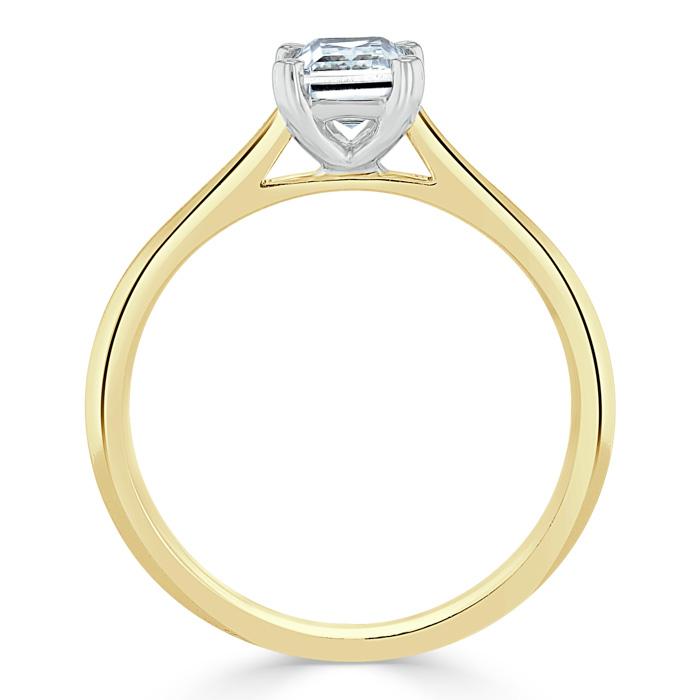 1.00ct  Emerald Cut Moissanite Engagement Ring, Tiffany Style,  Available in White Gold, Platinum, Rose Gold or Yellow Gold