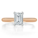 1.00ct  Emerald Cut Moissanite Engagement Ring, Tiffany Style,  Available in White Gold, Platinum, Rose Gold or Yellow Gold