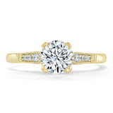 Lab-Diamond, Vintage Round Cut Engagement Ring, Choose Your Stone Size and Metal