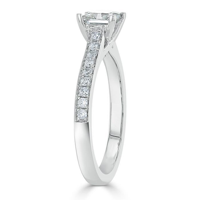 1.00ct  Princess Cut Moissanite Engagement Ring, Classic Style,  Available in White Gold, Platinum, Rose Gold or Yellow Gold