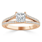 1.35ct  Princess Cut Moissanite Engagement Ring, Split Shank,  Available in White Gold, Platinum, Rose Gold or Yellow Gold