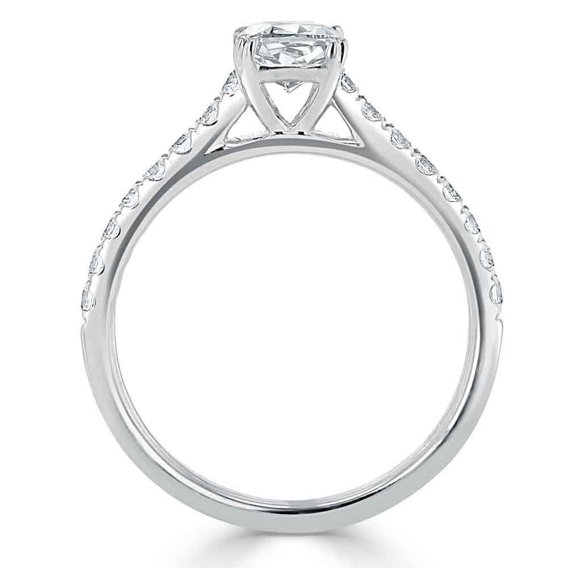 1.00ct  Cushion Cut Moissanite Engagement Ring, Classic Style,  Available in White Gold, Platinum, Rose Gold or Yellow Gold