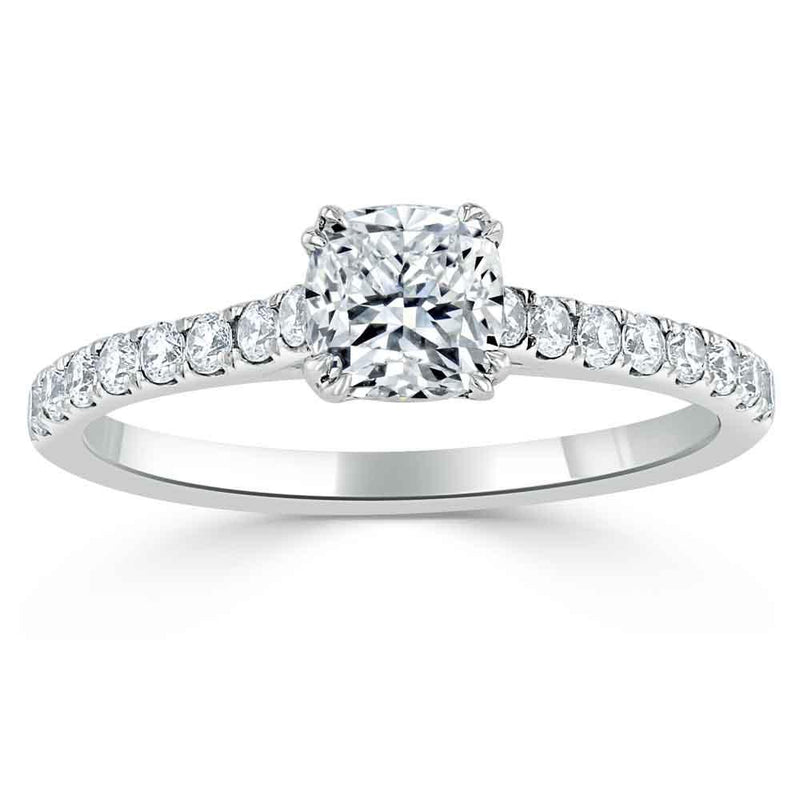 1.00ct  Cushion Cut Moissanite Engagement Ring, Classic Style,  Available in White Gold, Platinum, Rose Gold or Yellow Gold