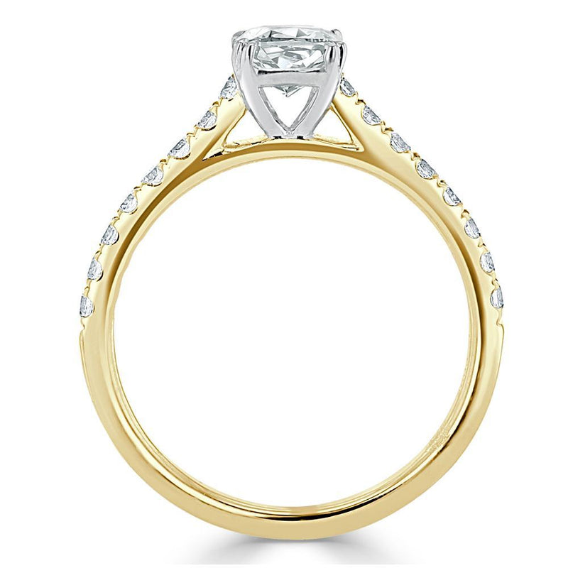 1.00ct  Cushion Cut Moissanite Engagement Ring, Classic Style,  Available in White Gold, Platinum, Rose Gold or Yellow Gold