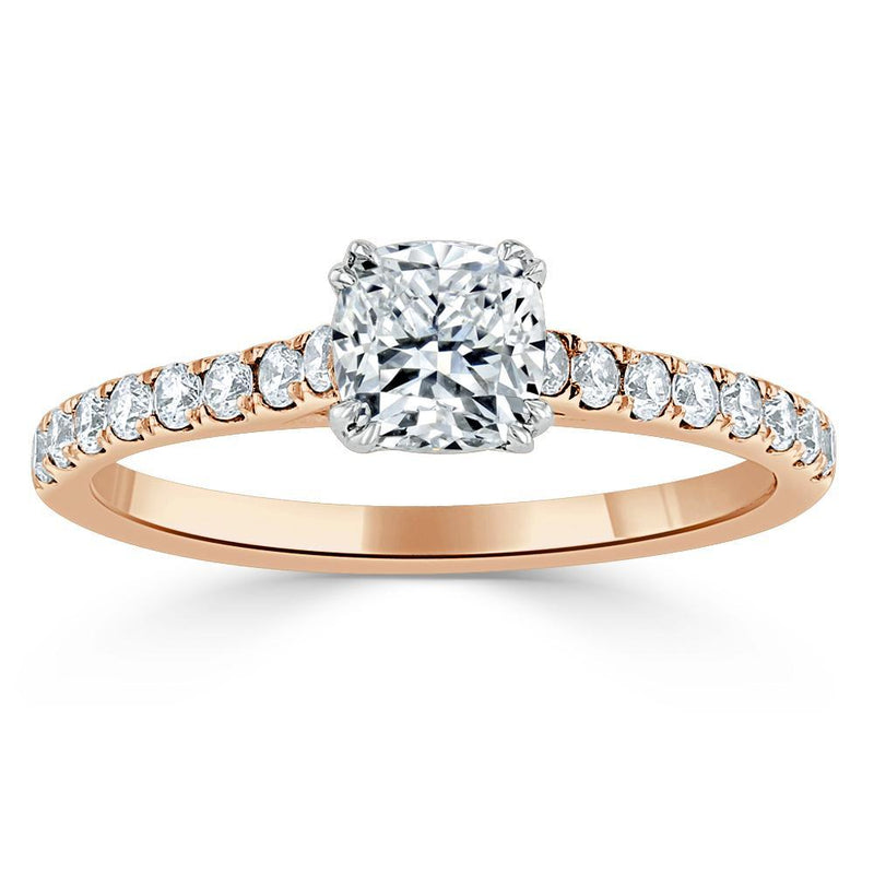 1.00ct  Cushion Cut Moissanite Engagement Ring, Classic Style,  Available in White Gold, Platinum, Rose Gold or Yellow Gold