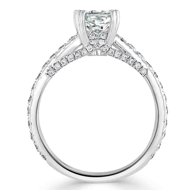 1.40ct  Cushion Cut Moissanite Engagement Ring, Tiffany Style,  Available in White Gold, Platinum, Rose Gold or Yellow Gold