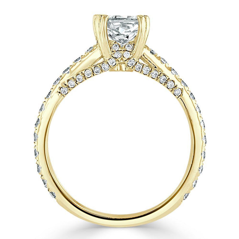 1.40ct  Cushion Cut Moissanite Engagement Ring, Tiffany Style,  Available in White Gold, Platinum, Rose Gold or Yellow Gold