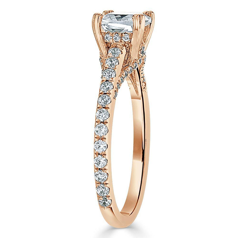 1.40ct  Cushion Cut Moissanite Engagement Ring, Tiffany Style,  Available in White Gold, Platinum, Rose Gold or Yellow Gold