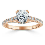 1.40ct  Cushion Cut Moissanite Engagement Ring, Tiffany Style,  Available in White Gold, Platinum, Rose Gold or Yellow Gold