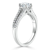 1.35ct  Cushion Cut Moissanite Engagement Ring, Split Shank,  Available in White Gold, Platinum, Rose Gold or Yellow Gold