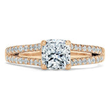 1.35ct  Cushion Cut Moissanite Engagement Ring, Split Shank,  Available in White Gold, Platinum, Rose Gold or Yellow Gold