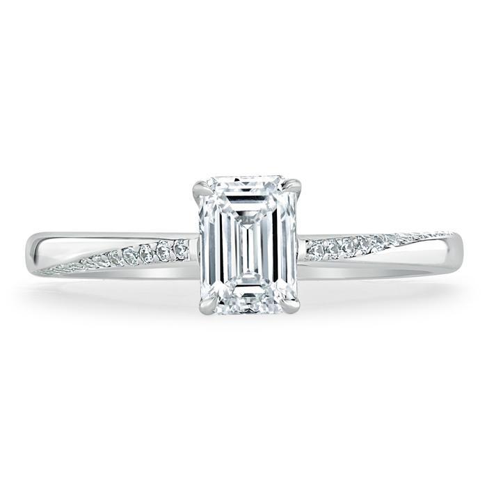 1.00ct  Emerald Cut Moissanite Engagement Ring, Classic Style,  Available in White Gold, Platinum, Rose Gold or Yellow Gold