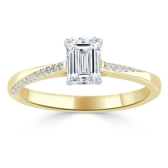 1.00ct  Emerald Cut Moissanite Engagement Ring, Classic Style,  Available in White Gold, Platinum, Rose Gold or Yellow Gold