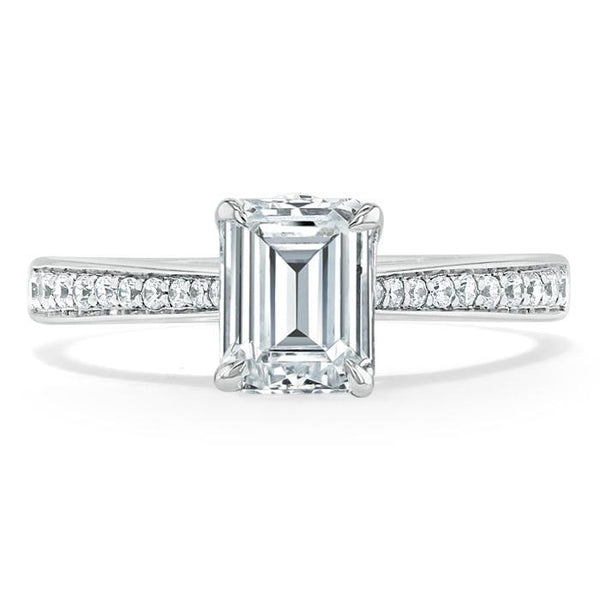 1.00ct  Emerald Cut Moissanite Engagement Ring, Classic Style,  Available in White Gold, Platinum, Rose Gold or Yellow Gold