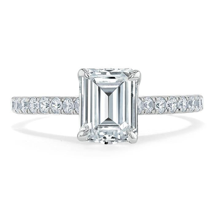 1.00ct  Emerald Cut Moissanite Engagement Ring, Classic Style,  Available in White Gold, Platinum, Rose Gold or Yellow Gold