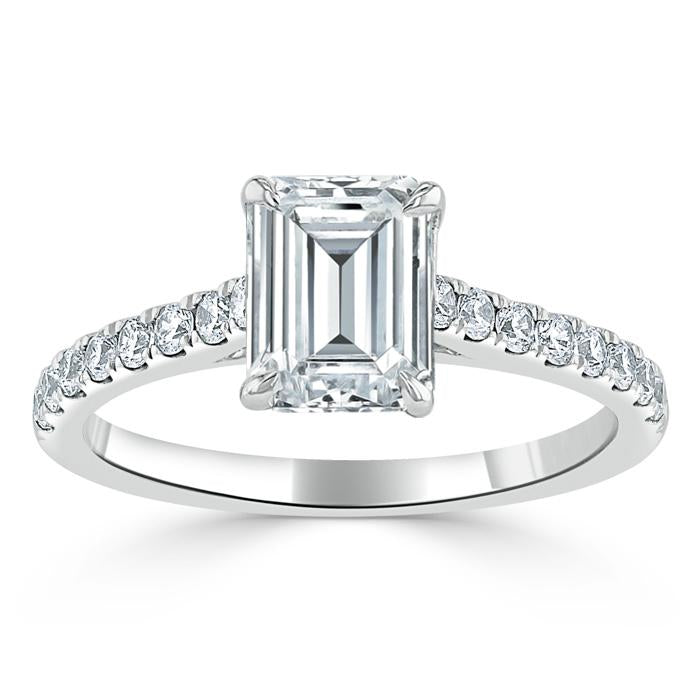 1.00ct  Emerald Cut Moissanite Engagement Ring, Classic Style,  Available in White Gold, Platinum, Rose Gold or Yellow Gold