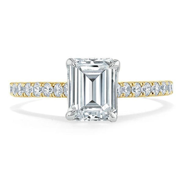 1.00ct  Emerald Cut Moissanite Engagement Ring, Classic Style,  Available in White Gold, Platinum, Rose Gold or Yellow Gold