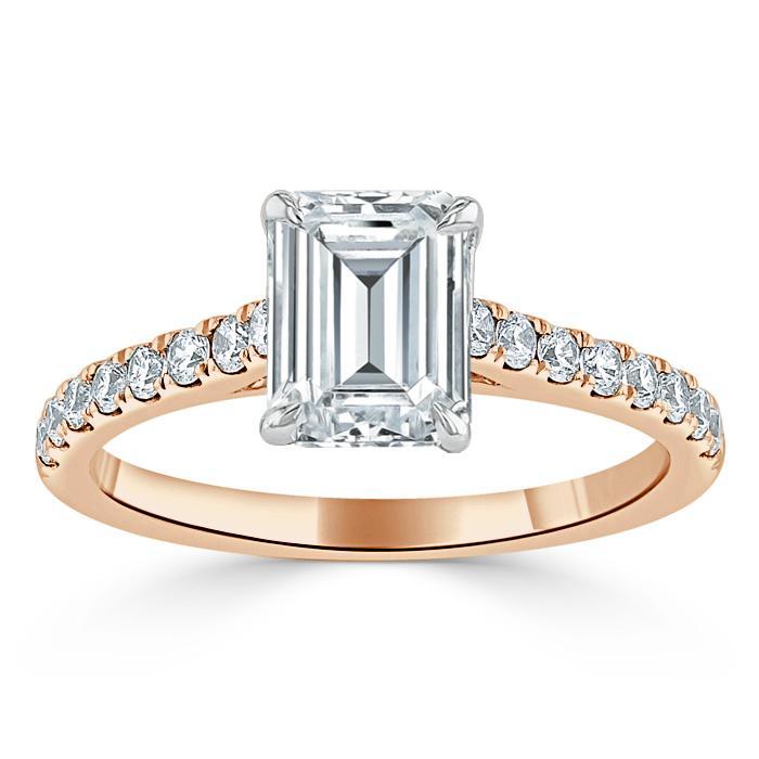 1.00ct  Emerald Cut Moissanite Engagement Ring, Classic Style,  Available in White Gold, Platinum, Rose Gold or Yellow Gold