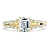 1.35ct  Emerald Cut Moissanite Engagement Ring, Split Shank,  Available in White Gold, Platinum, Rose Gold or Yellow Gold