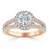 1.50ct  Round Cut Moissanite  Halo Engagement Ring, Tiffany Style,  Available in White Gold, Platinum, Rose Gold or Yellow Gold