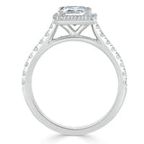 1.40ct  Princess Cut Moissanite Engagement Ring, Classic Halo,  Available in White Gold, Platinum, Rose Gold or Yellow Gold