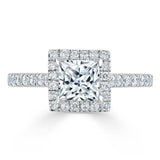 1.40ct  Princess Cut Moissanite Engagement Ring, Classic Halo,  Available in White Gold, Platinum, Rose Gold or Yellow Gold