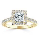 1.40ct  Princess Cut Moissanite Engagement Ring, Classic Halo,  Available in White Gold, Platinum, Rose Gold or Yellow Gold