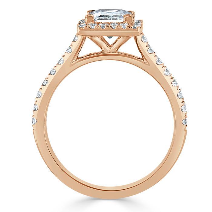 1.40ct  Princess Cut Moissanite Engagement Ring, Classic Halo,  Available in White Gold, Platinum, Rose Gold or Yellow Gold