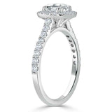 1.40ct  Cushion Cut Moissanite Halo Engagement Ring, Tiffany Style,  Available in White Gold, Platinum, Rose Gold or Yellow Gold