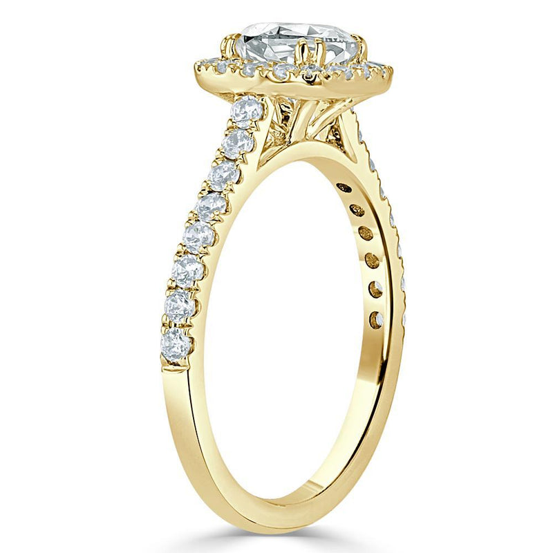 1.40ct  Cushion Cut Moissanite Halo Engagement Ring, Tiffany Style,  Available in White Gold, Platinum, Rose Gold or Yellow Gold