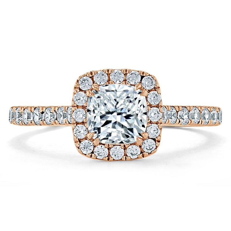 1.40ct  Cushion Cut Moissanite Halo Engagement Ring, Tiffany Style,  Available in White Gold, Platinum, Rose Gold or Yellow Gold