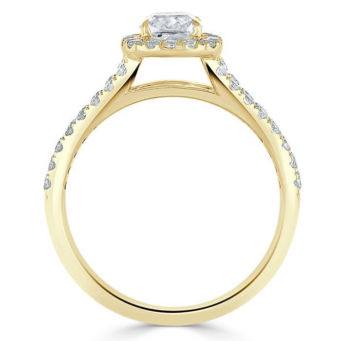 1.60ct  Cushion Cut Moissanite Engagement Ring, Classic Halo with Split Shank,  Available in White Gold, Platinum, Rose Gold or Yellow Gold