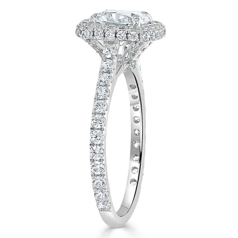 1.60ct  Cushion Cut Moissanite Halo Engagement Ring, Tiffany Style,  Available in White Gold, Platinum, Rose Gold or Yellow Gold