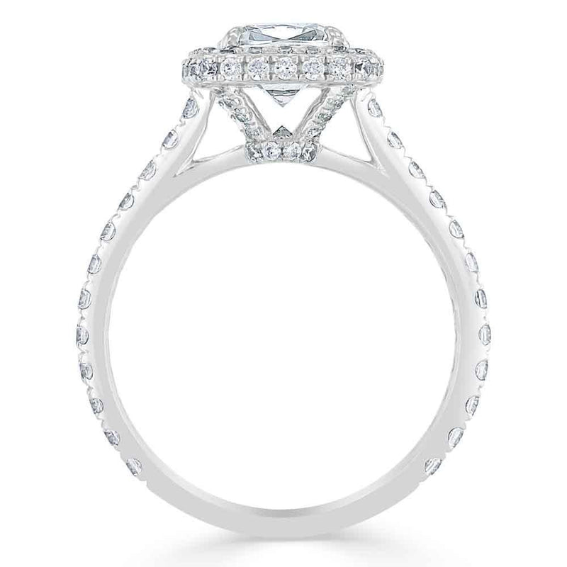 1.60ct  Cushion Cut Moissanite Halo Engagement Ring, Tiffany Style,  Available in White Gold, Platinum, Rose Gold or Yellow Gold