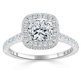 1.60ct  Cushion Cut Moissanite Halo Engagement Ring, Tiffany Style,  Available in White Gold, Platinum, Rose Gold or Yellow Gold