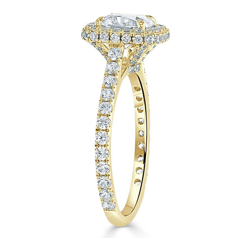 1.60ct  Cushion Cut Moissanite Halo Engagement Ring, Tiffany Style,  Available in White Gold, Platinum, Rose Gold or Yellow Gold