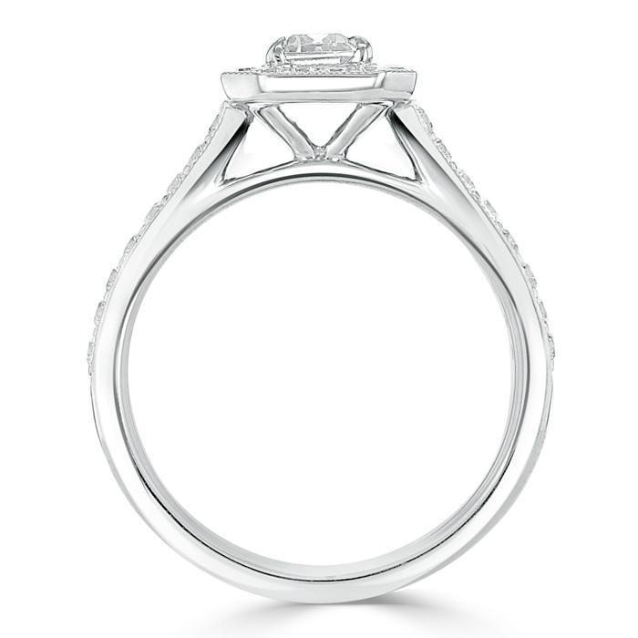 1.40ct  Emerald Cut Moissanite Engagement Ring, Classic Halo,  Available in White Gold, Platinum, Rose Gold or Yellow Gold