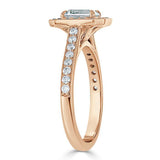 1.40ct  Emerald Cut Moissanite Engagement Ring, Classic Halo,  Available in White Gold, Platinum, Rose Gold or Yellow Gold