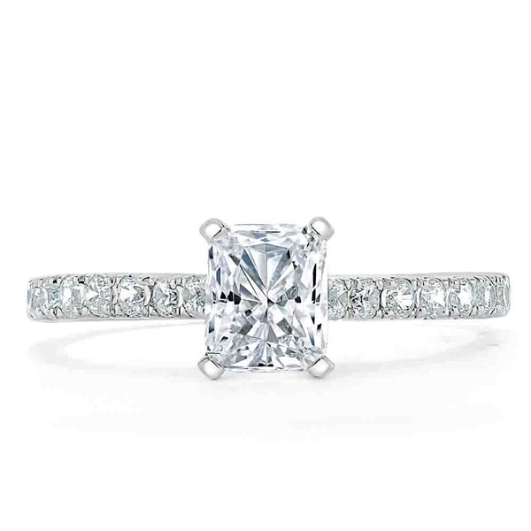 1.20ct Radiant Cut Moissanite Engagement Ring, Classic Style,  Available in White Gold, Platinum, Rose Gold or Yellow Gold