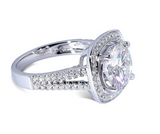 3.00ct Round Cut Moissanite, Classic Halo Engagement Ring, 14Kt 585 White Gold