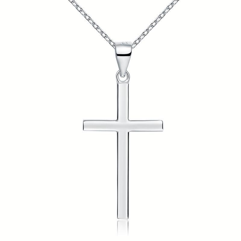 Sterling Silver Cross Pendant, Crucifix Necklace, 925 Sterling Silver