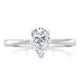 1.00ct Pear Cut Moissanite Engagement Ring, Classic Style, Available in White Gold, Platinum, Rose Gold or Yellow Gold