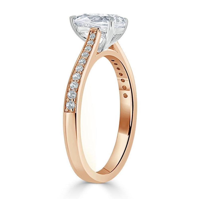 1.20ct Pear Cut Moissanite Engagement Ring, Classic Style, Available in White Gold, Platinum, Rose Gold or Yellow Gold