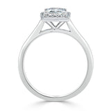 0.75ct Princess Cut Moissanite Halo Engagement Ring, Available in White Gold or Platinum