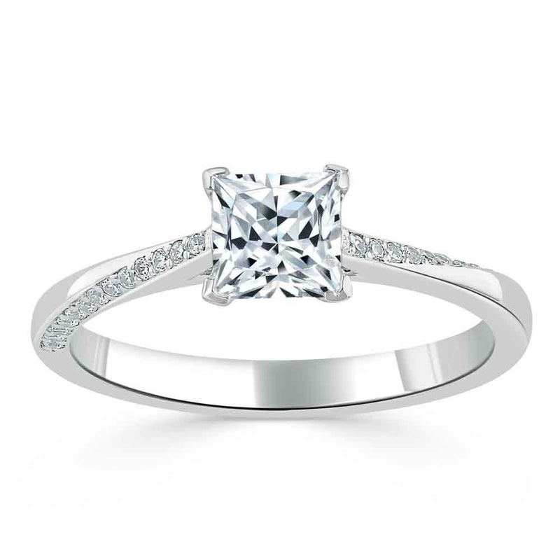 1.20ct  Princess Cut Moissanite Engagement Ring, Classic Style,  Available in White Gold, Platinum, Rose Gold or Yellow Gold